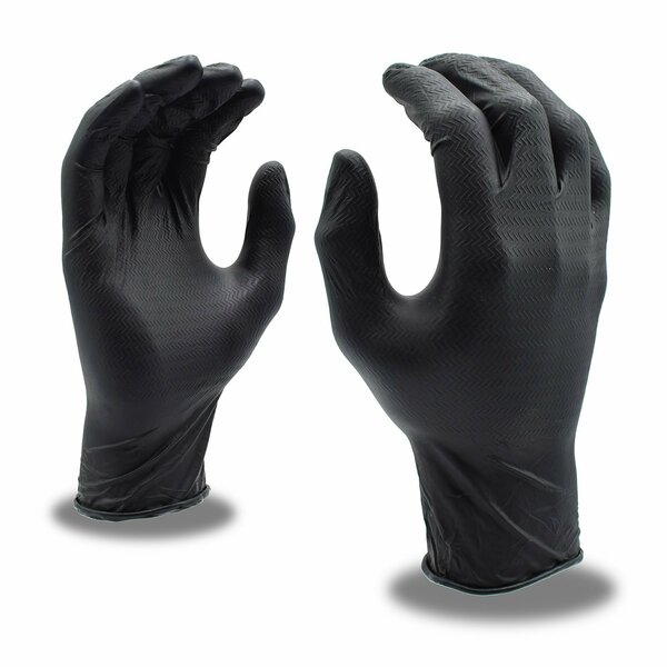 Cordova Nitri-Cor Z-Tread, Nitrile Disposable Gloves, 6 mil Palm, Nitrile, Powder-Free, M, 12 PK, Black 4094BM